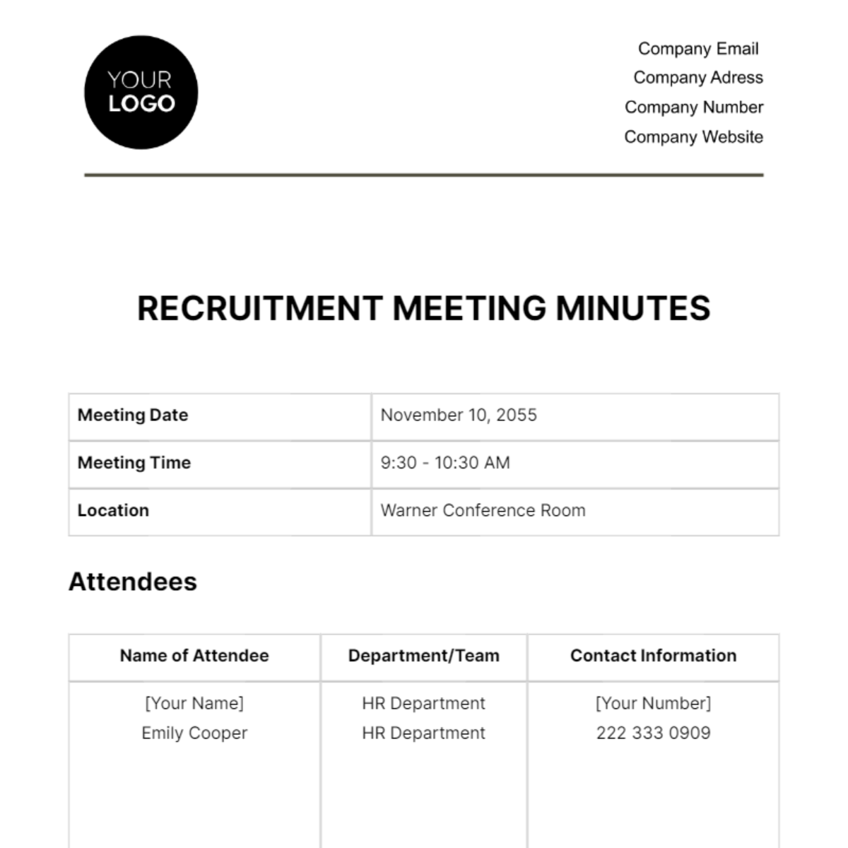 HR Meeting Minute Templates - Edit Online & Download | Template.net