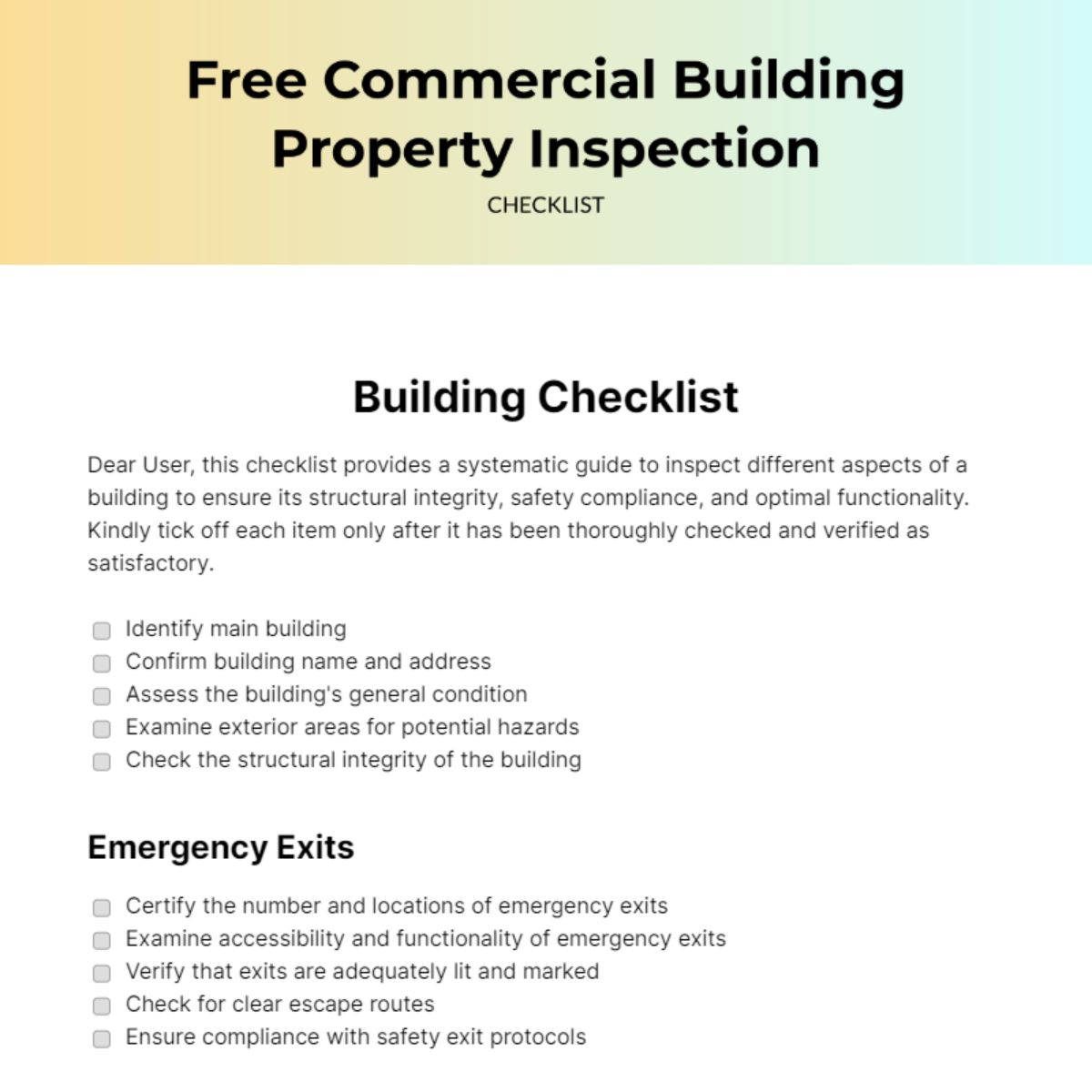 FREE Building Checklist - Edit Online & Download | Template.net