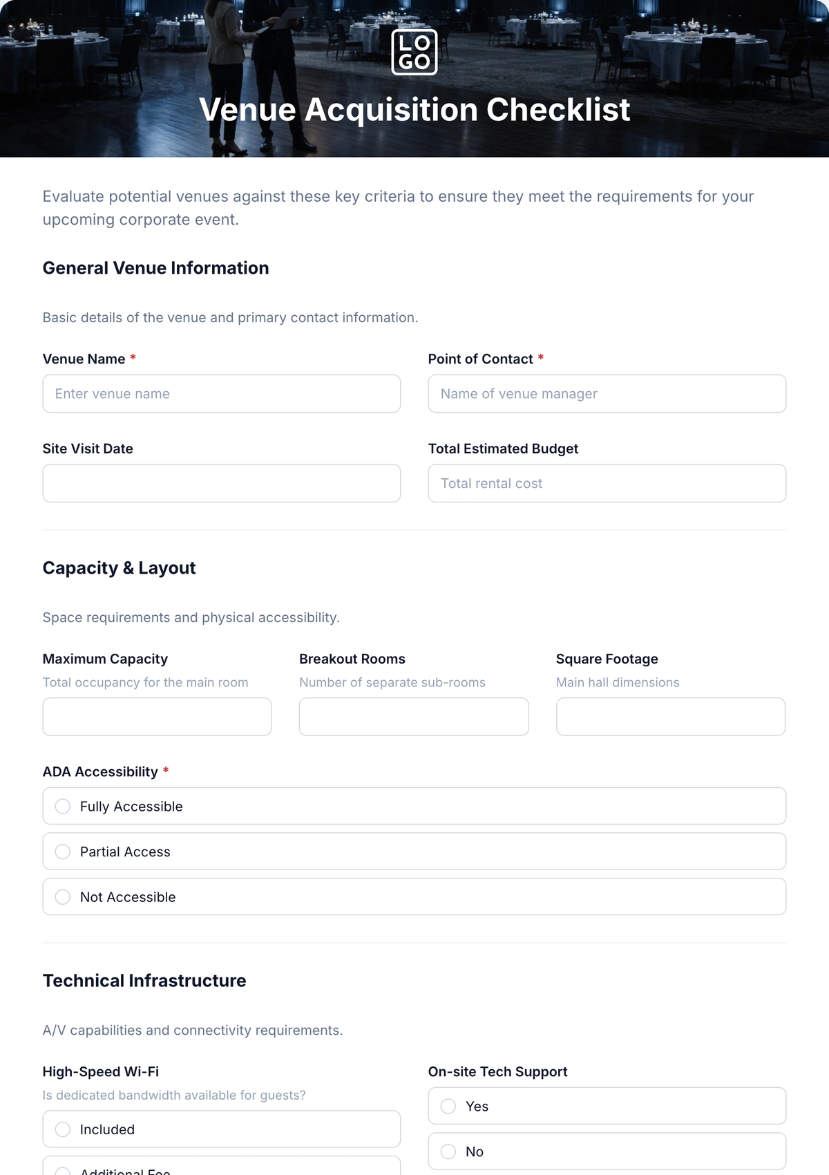 Venue Checklist Template 9 Free Word PDF Documents Download
