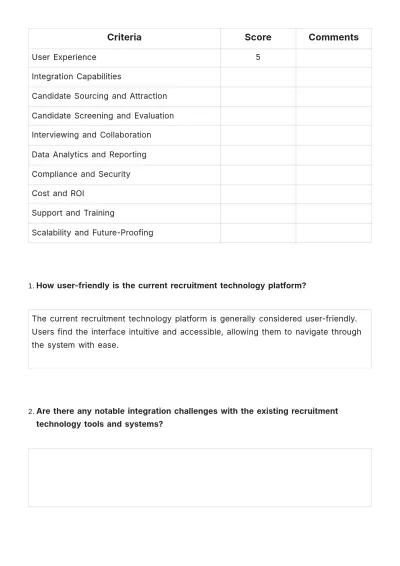 Free Recruitment Technology Assessment HR Template to Edit Online