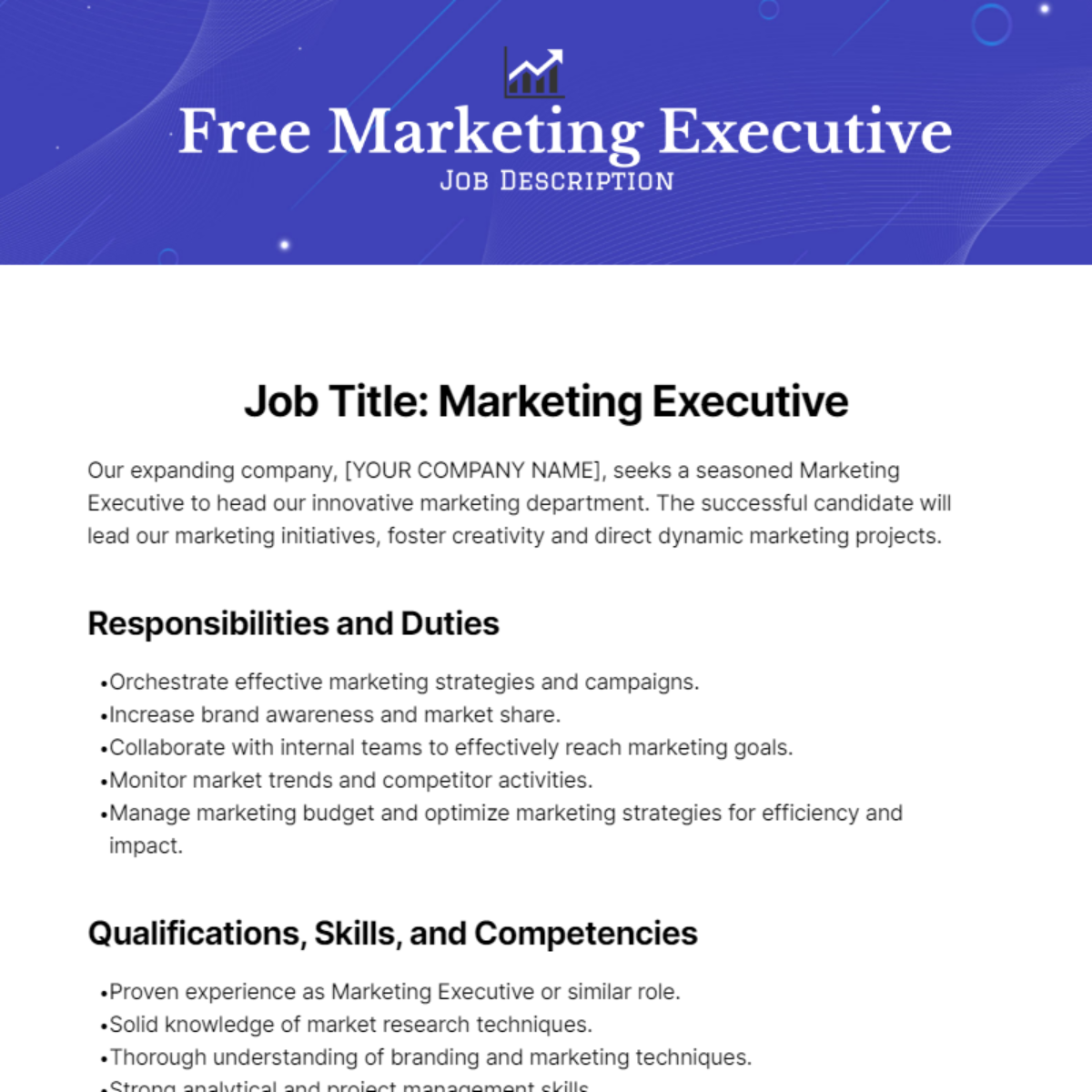 Marketing Executive Job Description Template Edit Online Download 