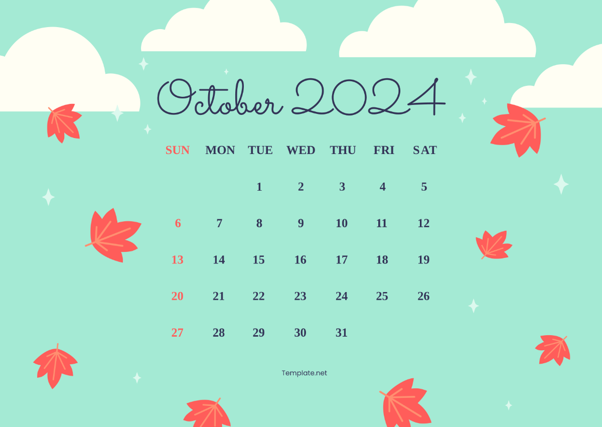 Cute October 2024 Calendar Template