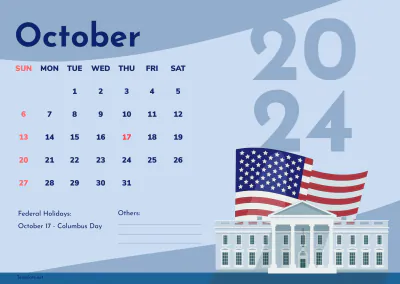 Free October 2024 Calendar with Festivals Template to Edit Online