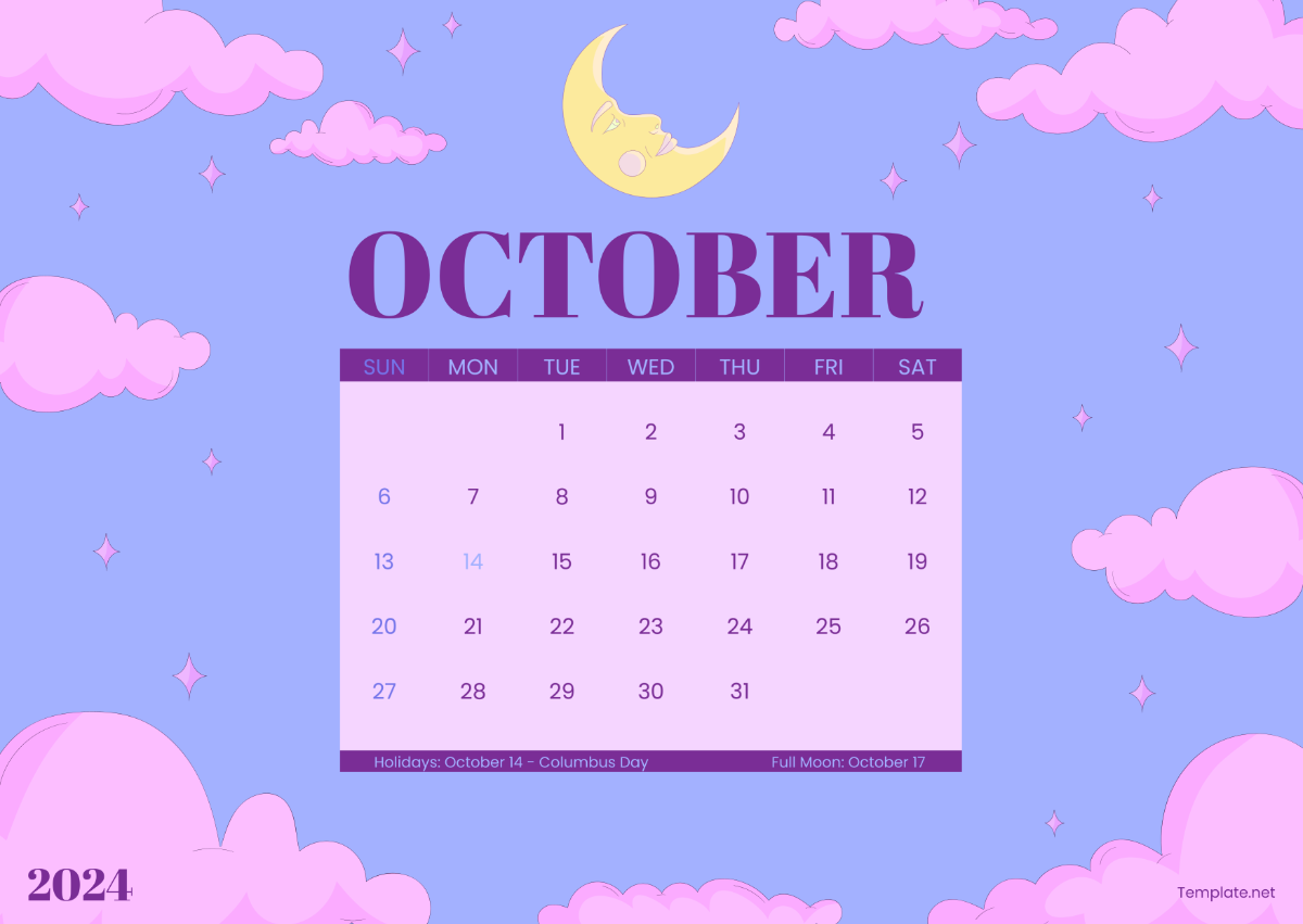 Full Moon October 2024 Calendar Template
