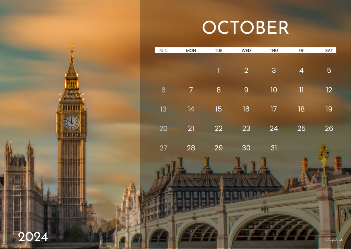 October 2024 Calendar UK Template