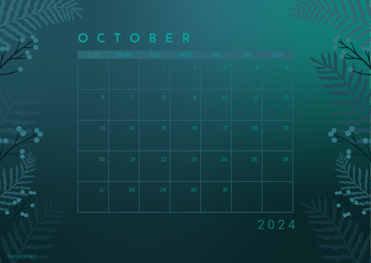 Fillable October Calendar 2024 Template