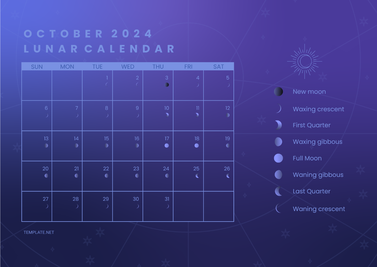 Lunar Calendar October 2024 Template