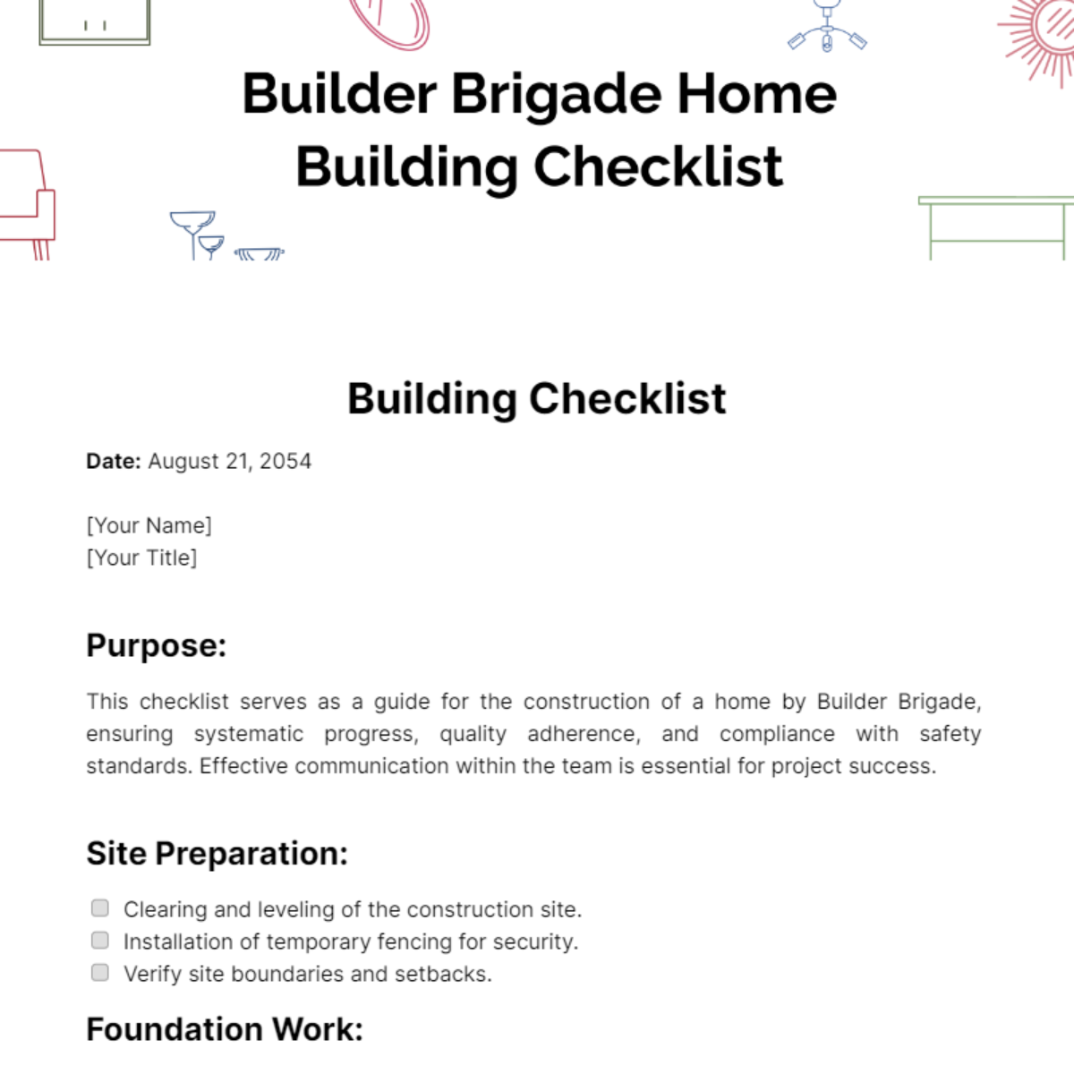 Builder Brigade Home Building Checklist Template