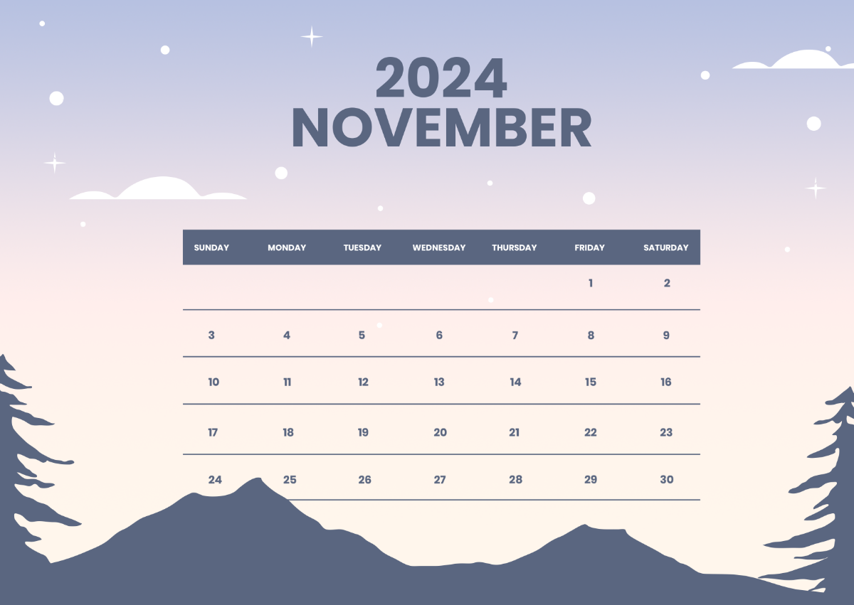 Pretty November Calendar 2024 Template