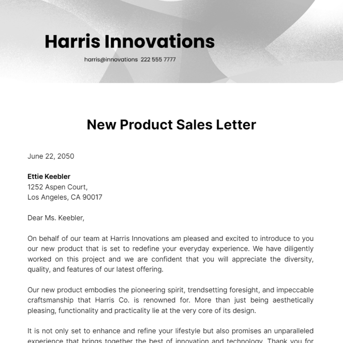 New Product Sales Letter Template