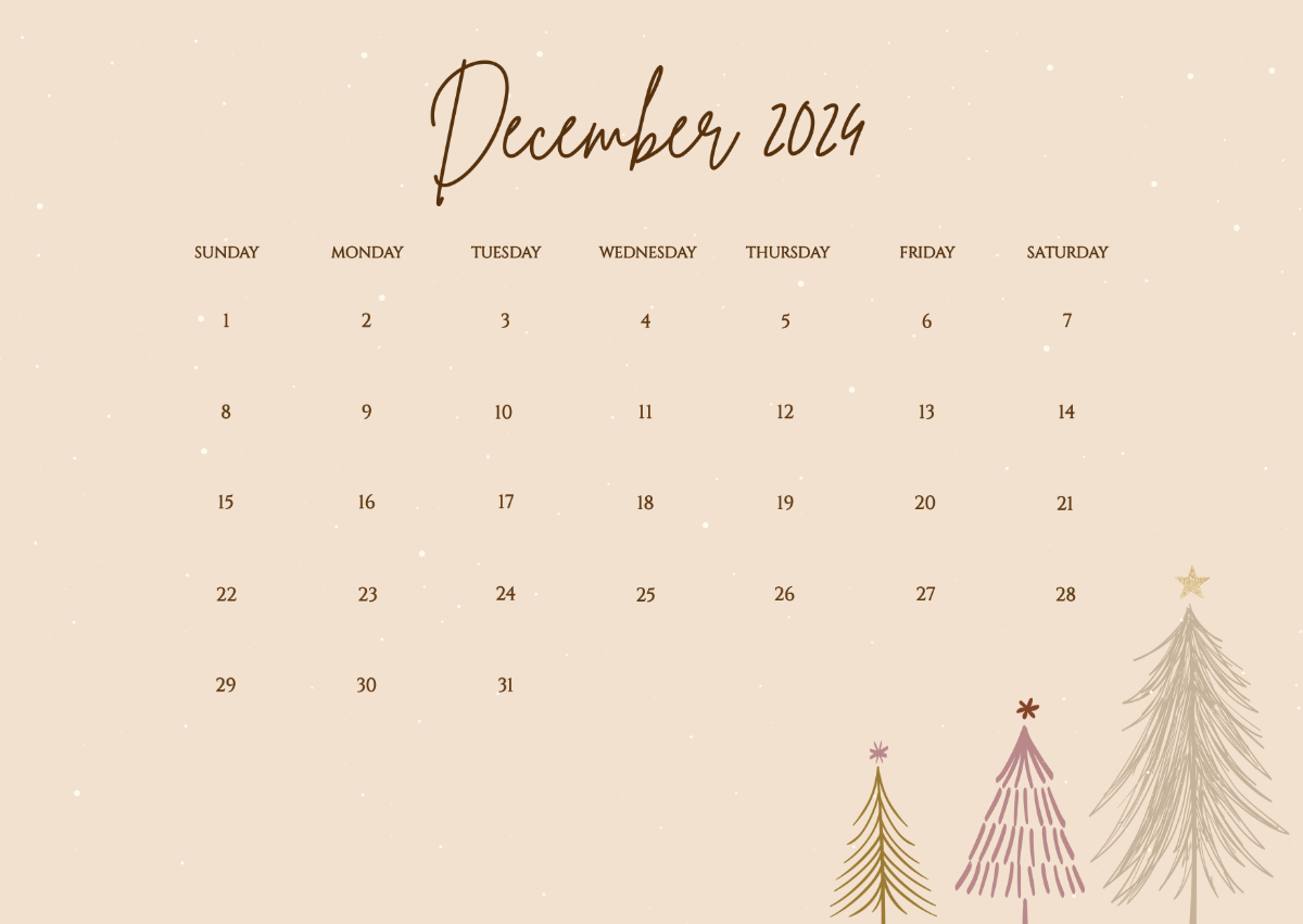 Aesthetic December Calendar 2024 Template