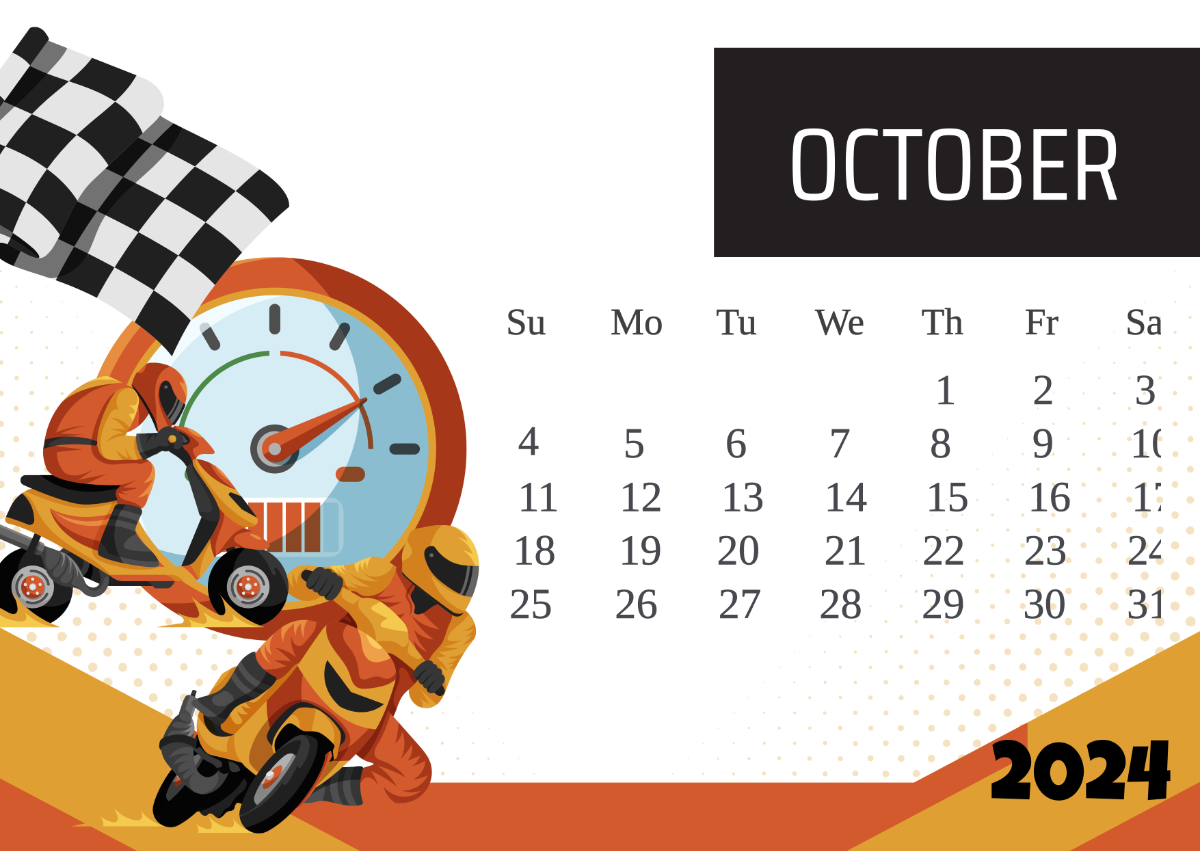 Racing Calendar October 2024 Template
