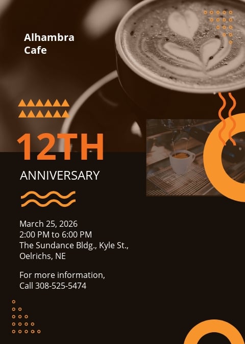 Cafe Anniversary Invitation Template [Free PDF] - Word (DOC) | PSD