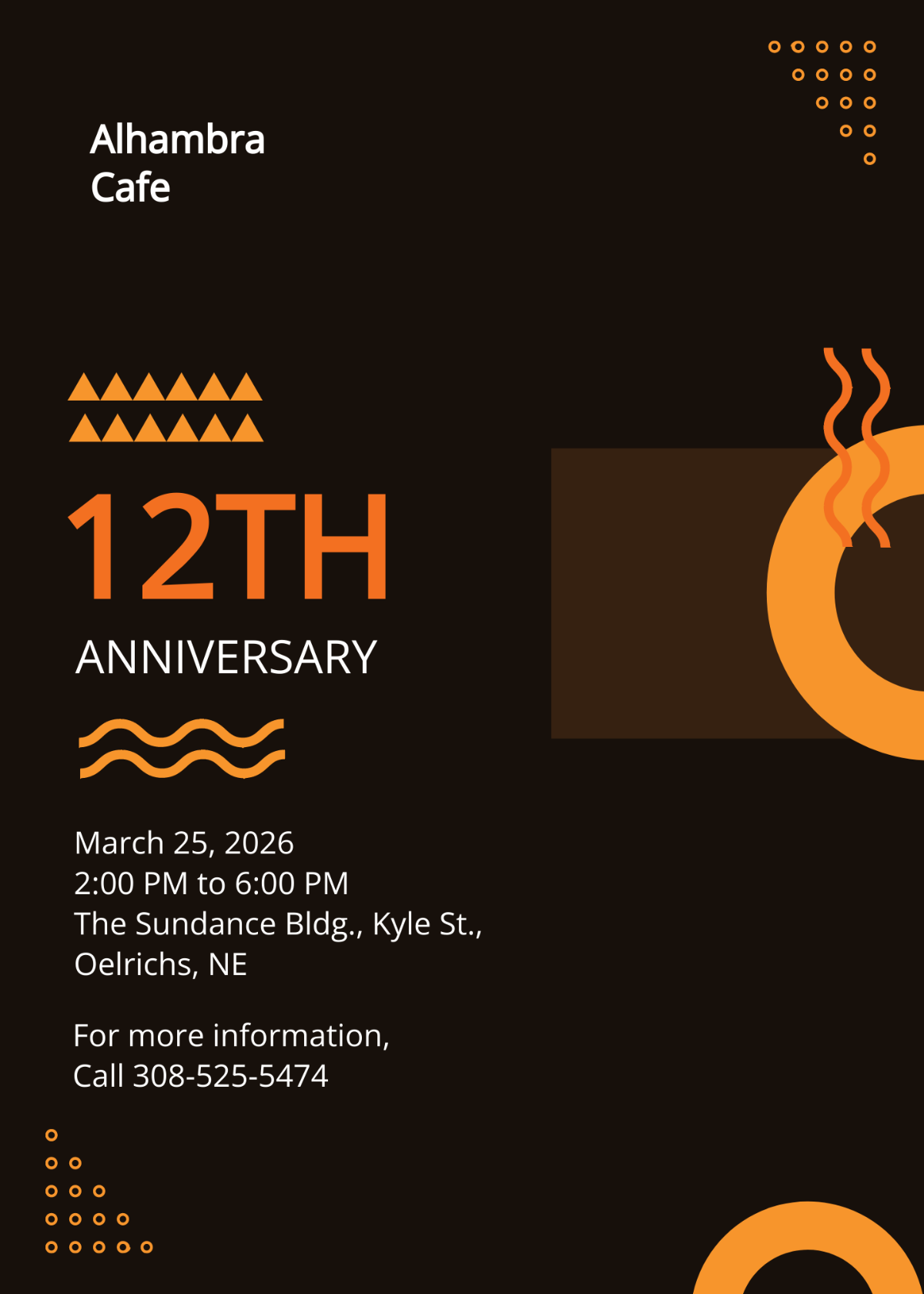 Cafe Anniversary Invitation Template