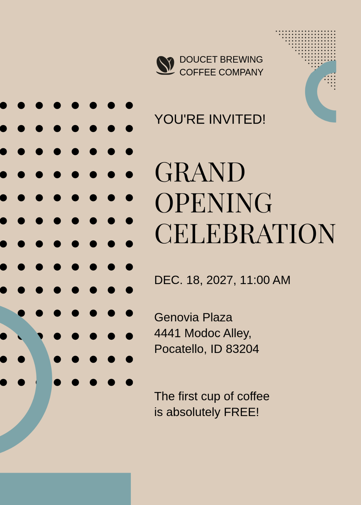 Cafe Opening Invitation Card Template