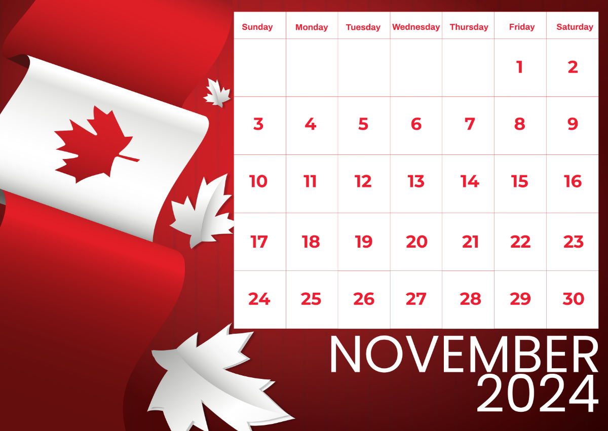 November 2024 Calendar Canada Template