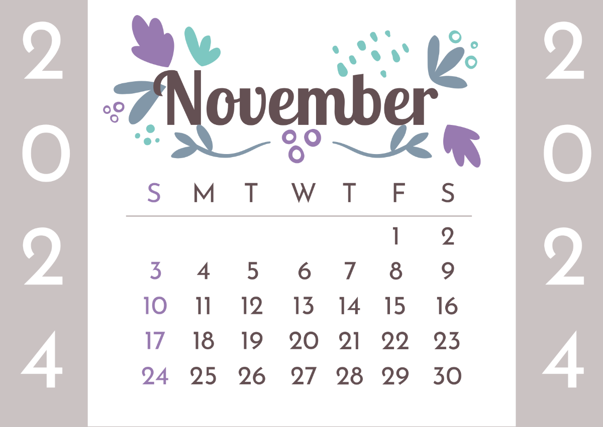 2024 Calendar November Month Template
