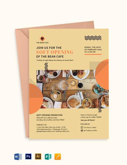 Cafe Opening Ceremony Invitation Template - Illustrator, Word, Apple ...