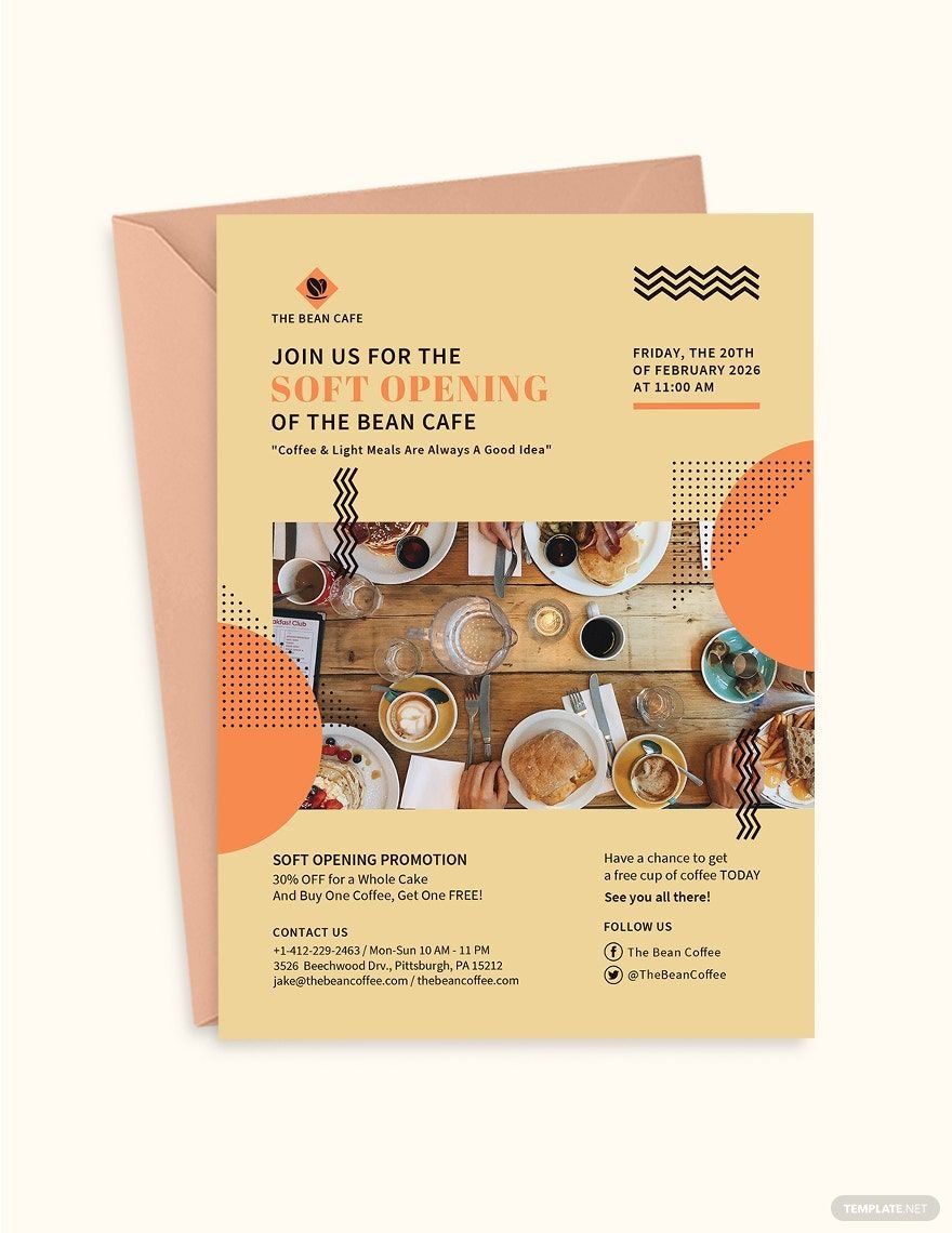 Cafe Soft Opening Invitation Template