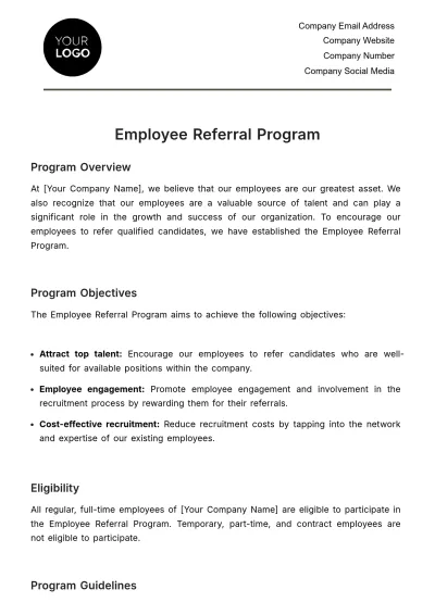 Free Employee Referral Program Document HR Template to Edit Online