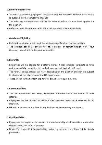 Free Employee Referral Program Document HR Template to Edit Online