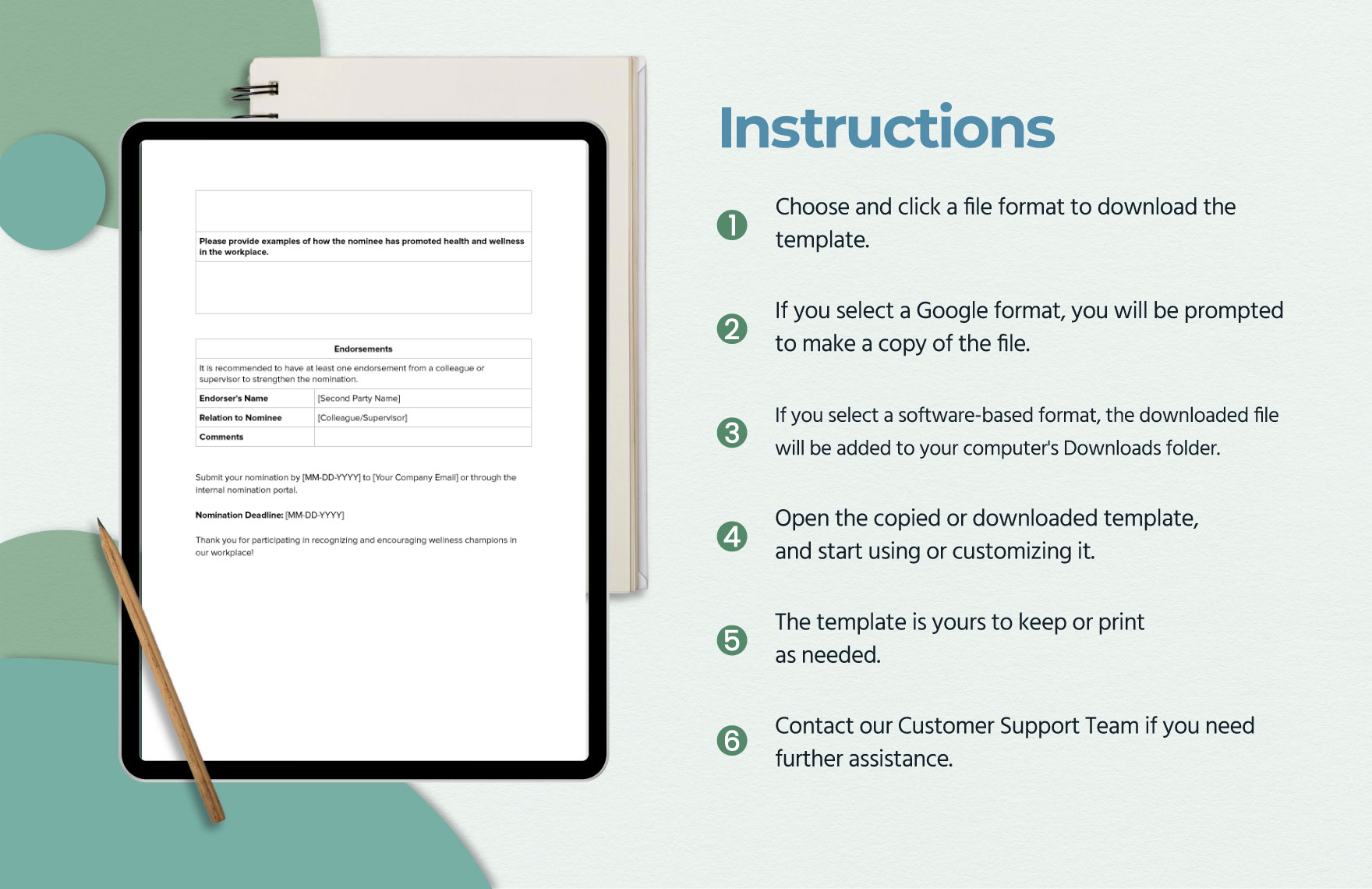 Employee Wellness Champion Nomination Form Template