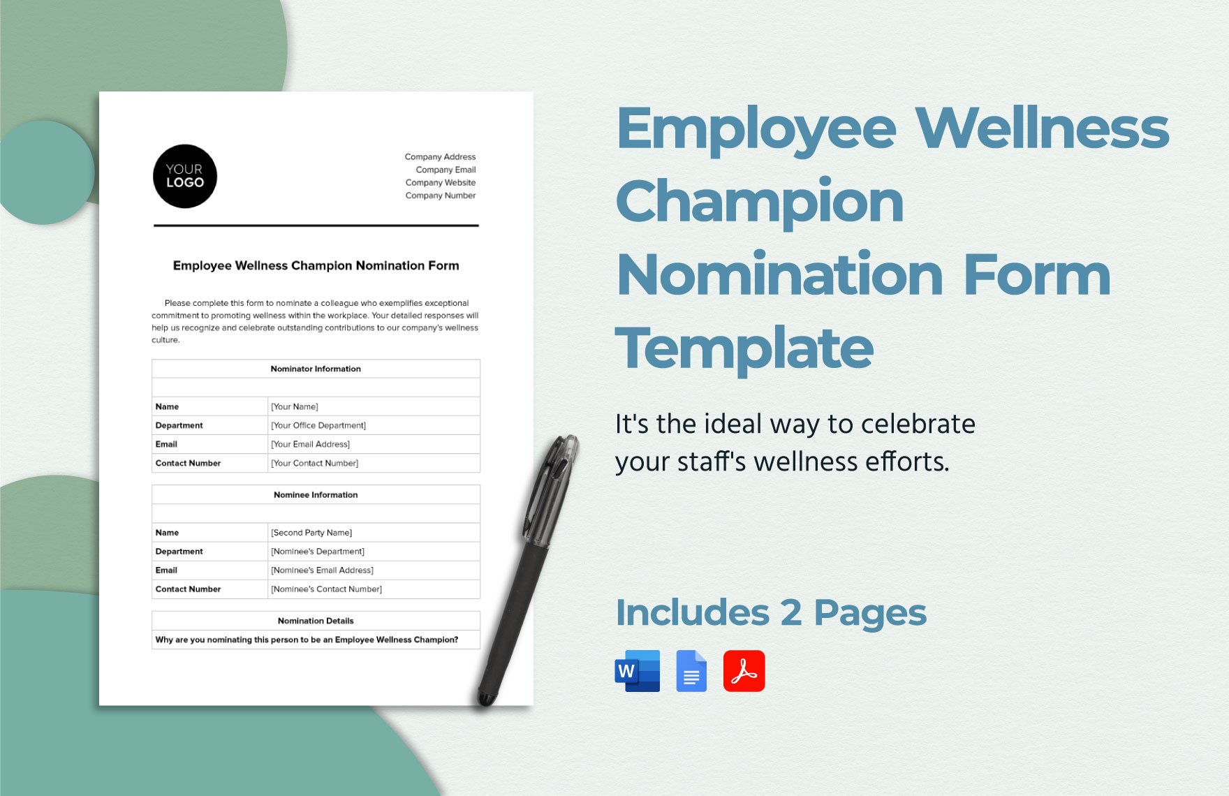 Employee Wellness Champion Nomination Form Template