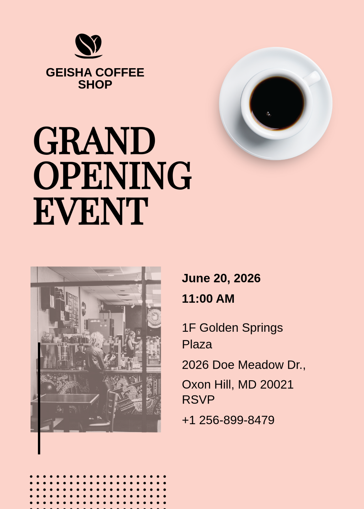 Coffee Shop Opening Invitation Template