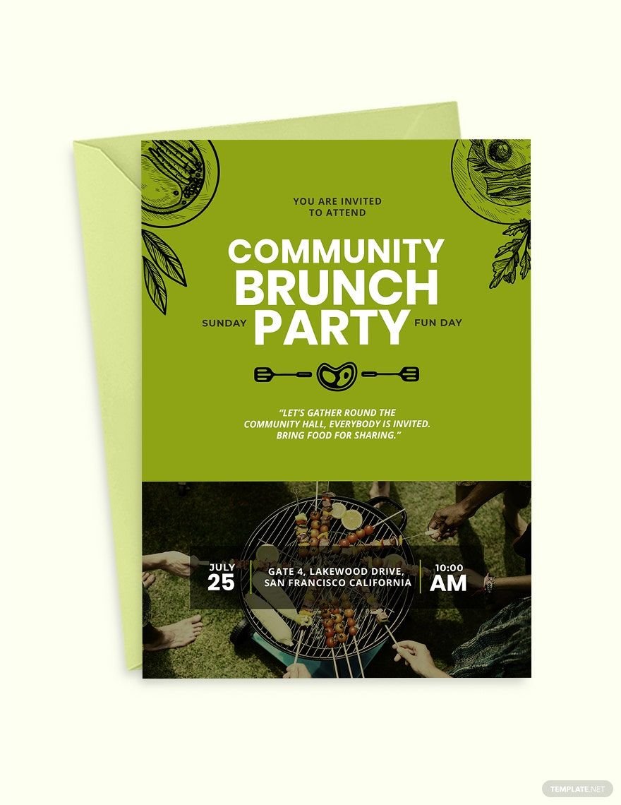 Community Brunch Invitation Template in Word, Illustrator, PSD, Apple Pages, Publisher