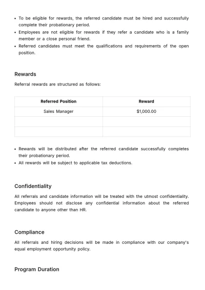 Free Employee Referral Program HR Template to Edit Online
