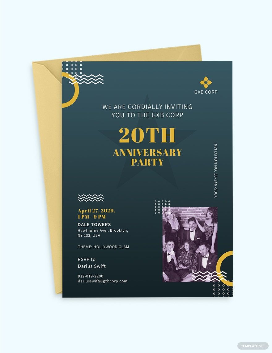 Company 20th Anniversary Invitation Template