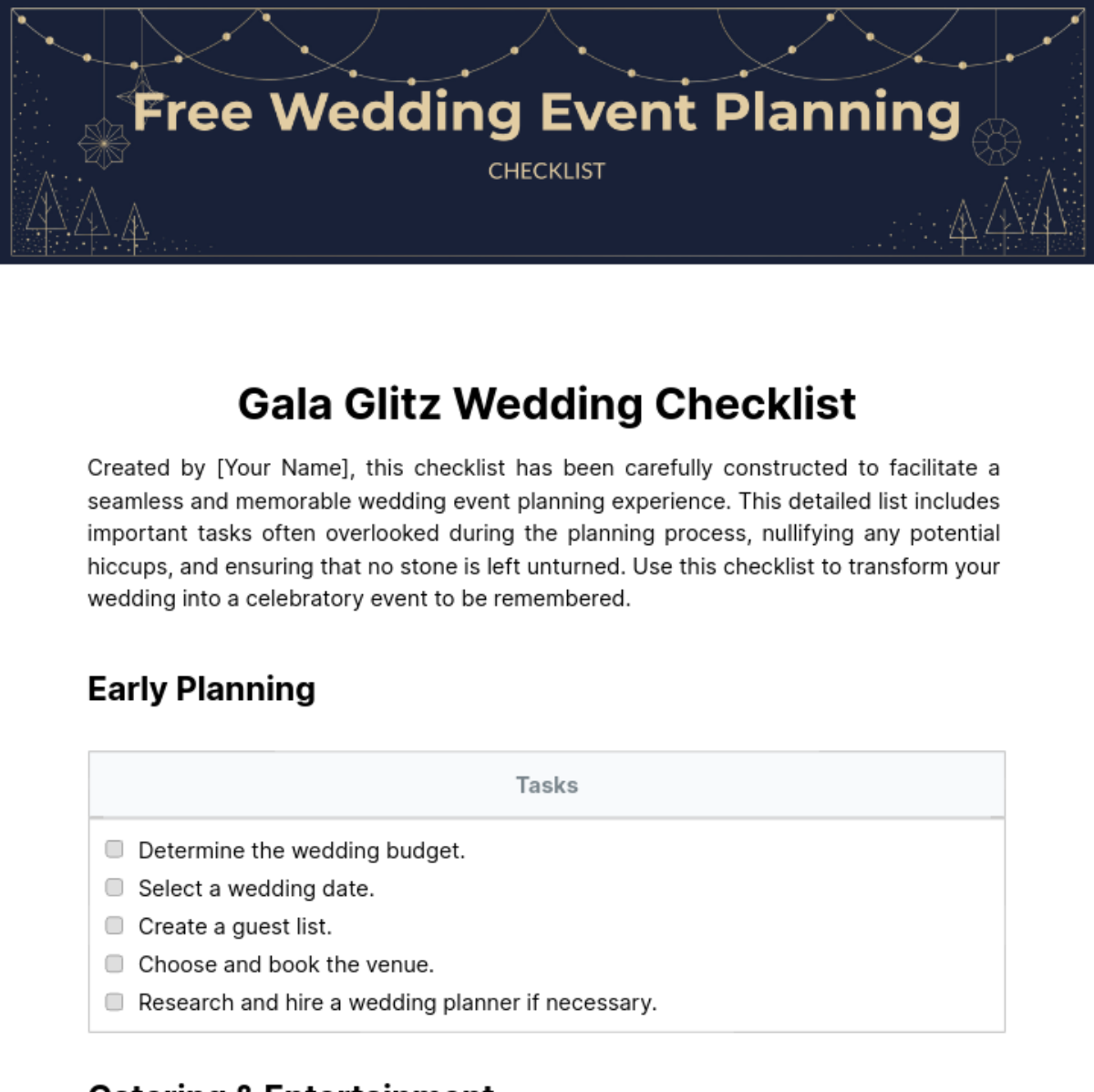 Free Wedding Event Planning Checklist Template