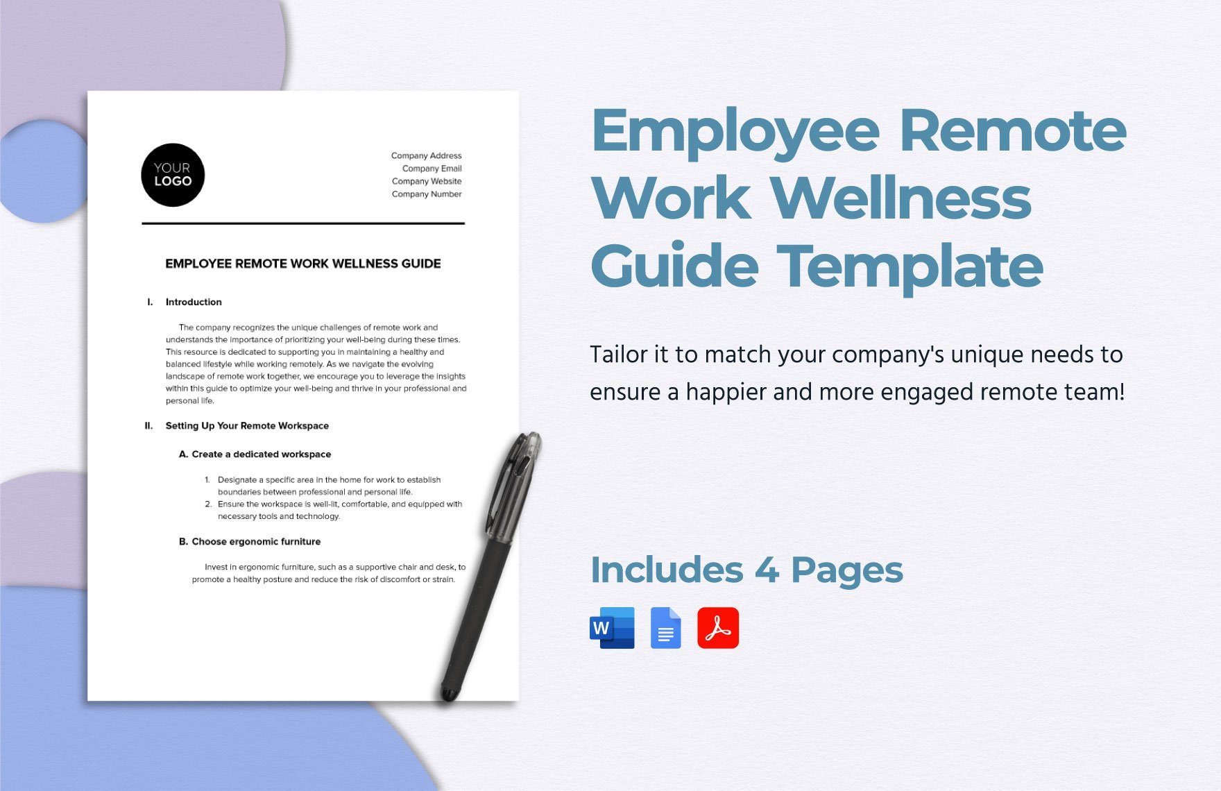 Employee Remote Work Wellness Guide Template