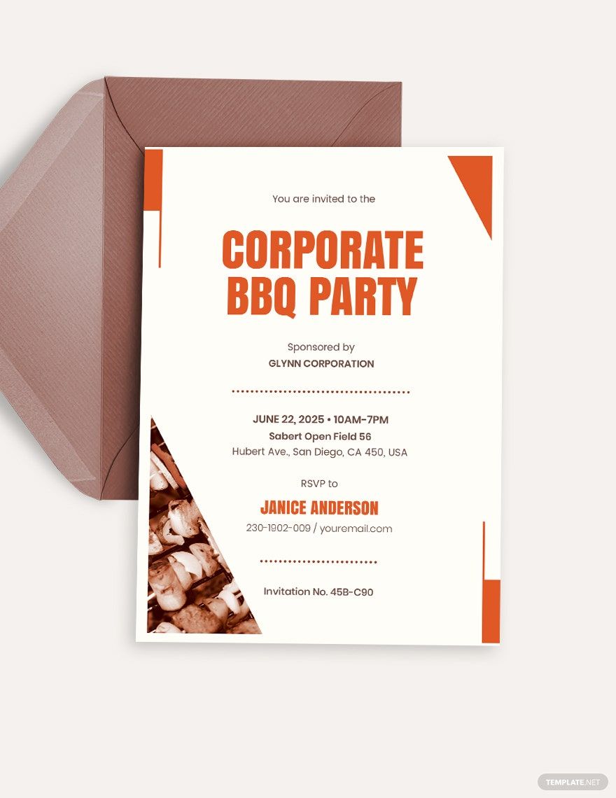 Corporate BBQ Invitation Template in Word, Illustrator, PSD, Apple Pages, Publisher, Outlook