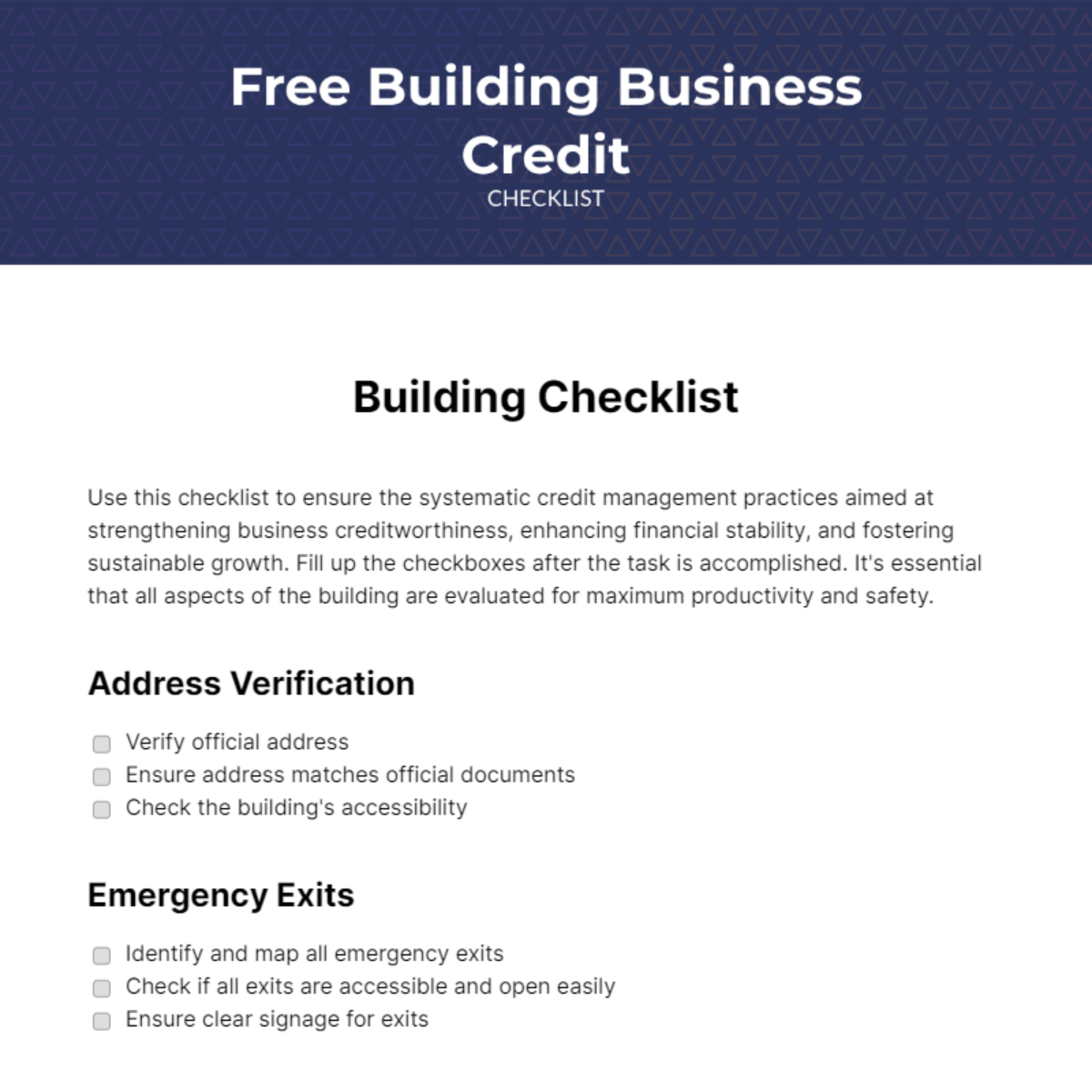 Building Business Credit Checklist - Edit Online & Download Example