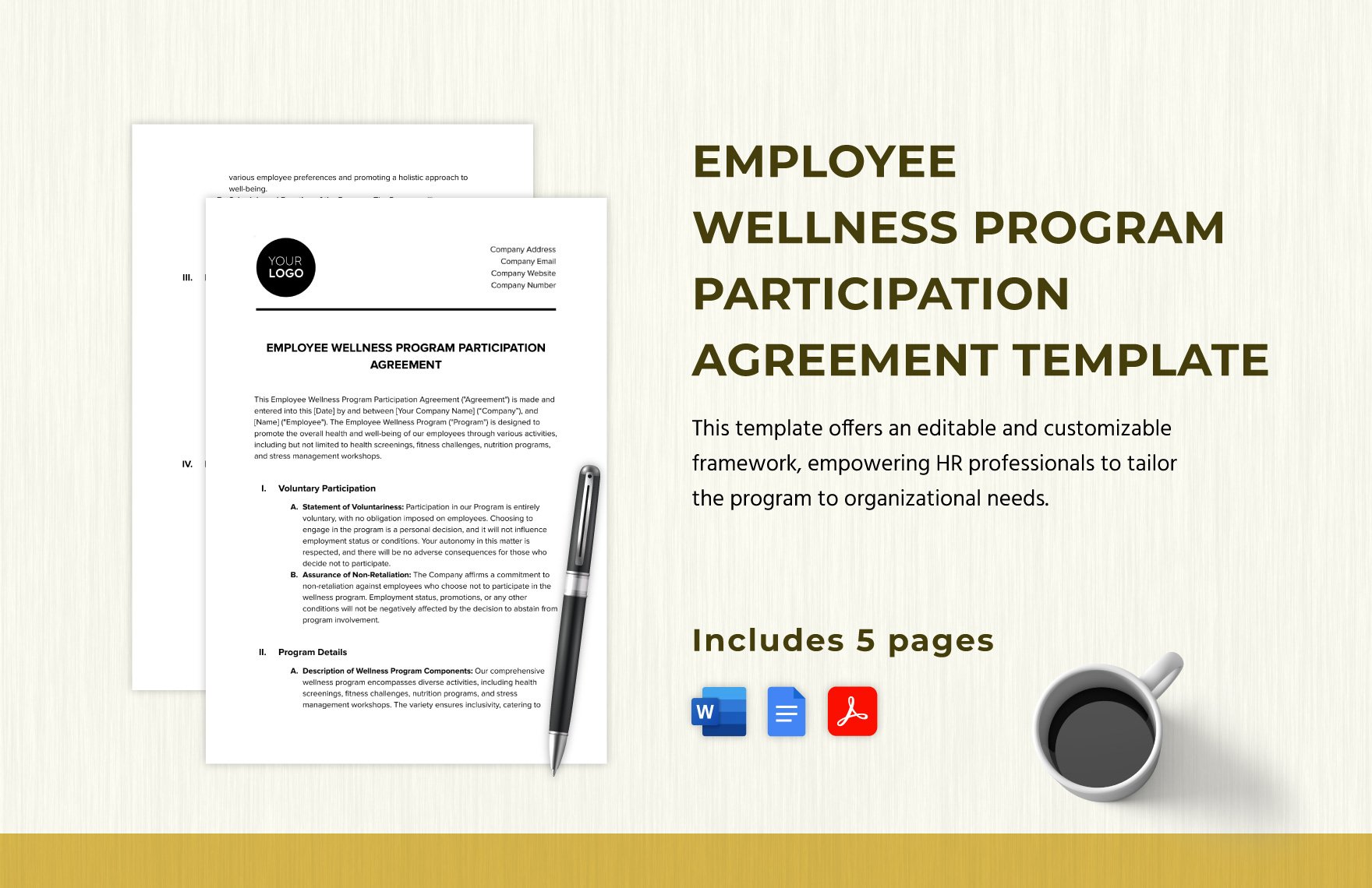 Employee Wellness Program Participation Agreement Template