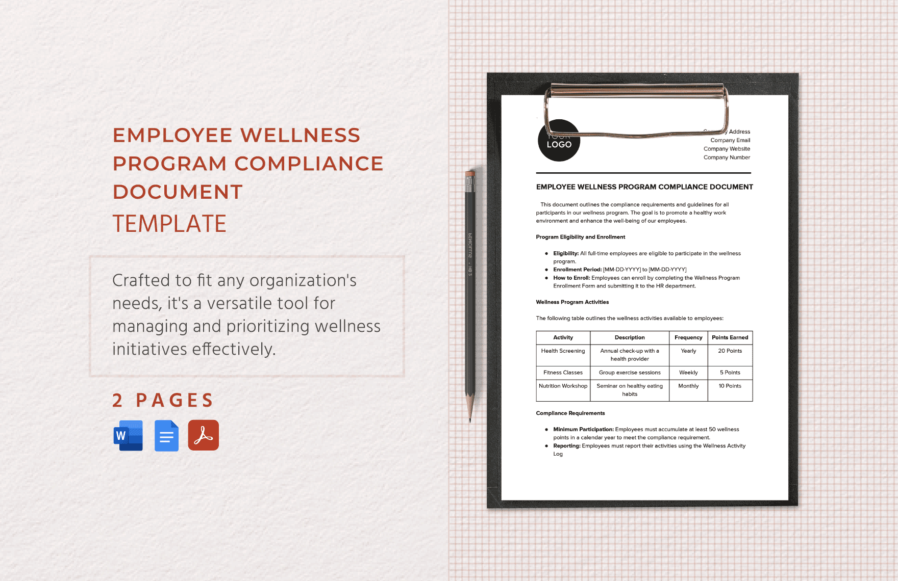 Employee Wellness Program Compliance Document Template