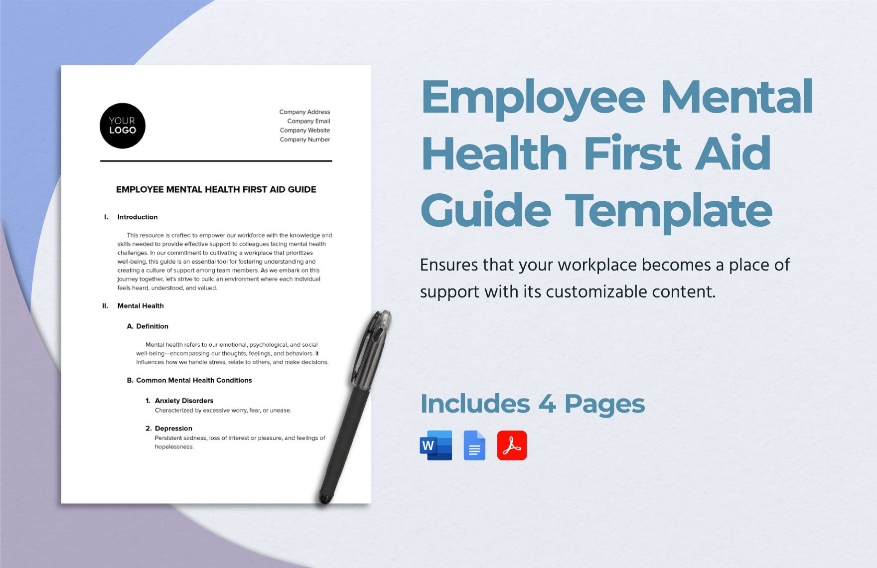 Employee Mental Health First Aid Guide Template