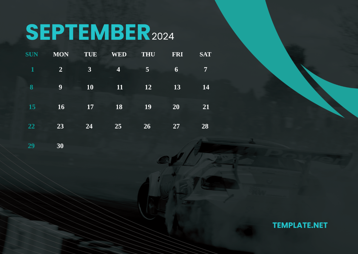 Racing Calendar September 2024 Template