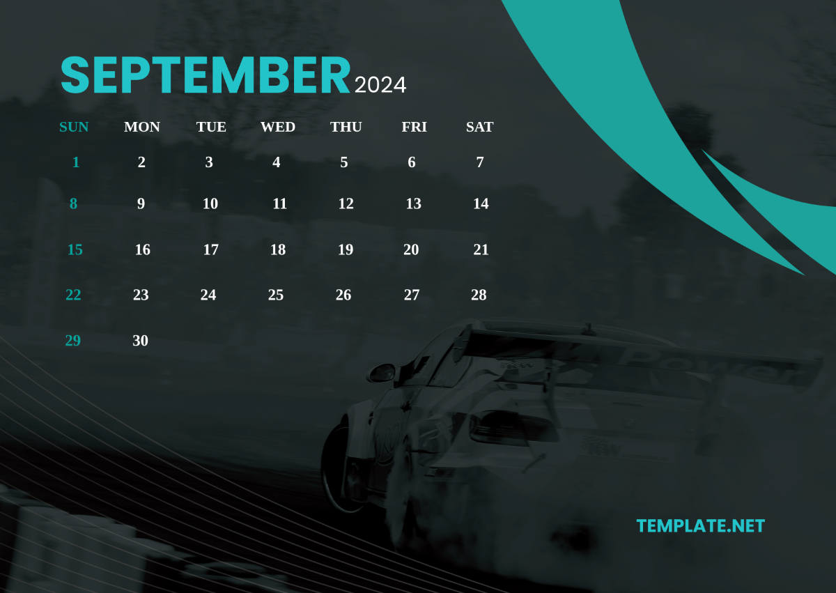 Racing Calendar September 2024 Template - Edit Online & Download