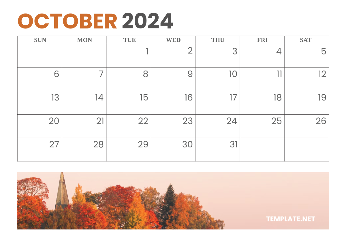 Printable October Calendar 2024 Template