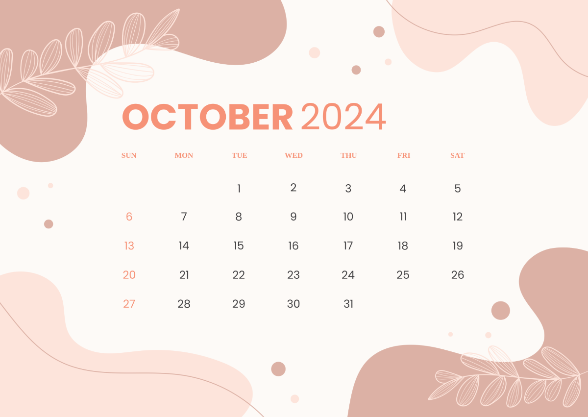 Aesthetic October Calendar 2024 Template