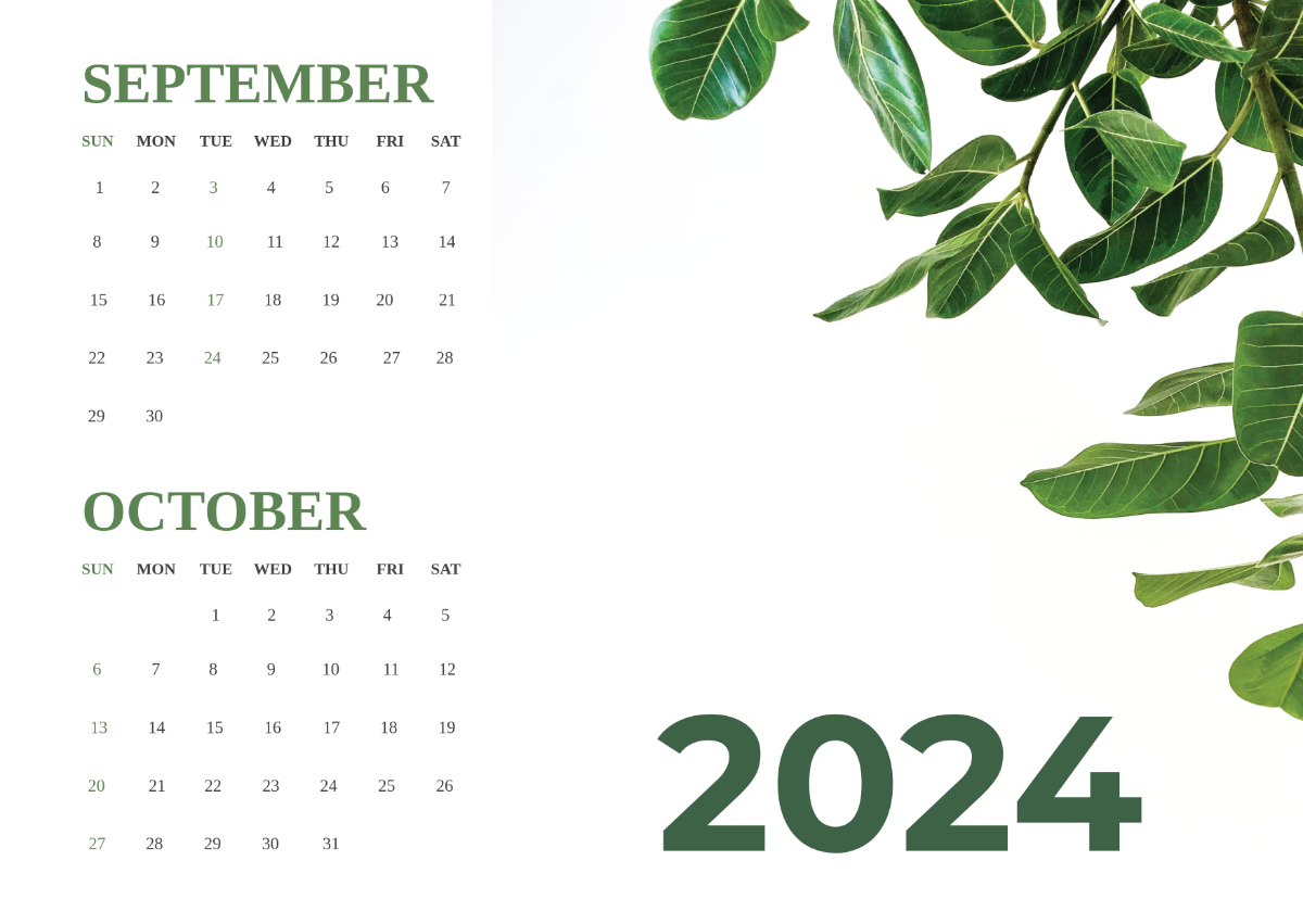September and October 2024 Calendar Template