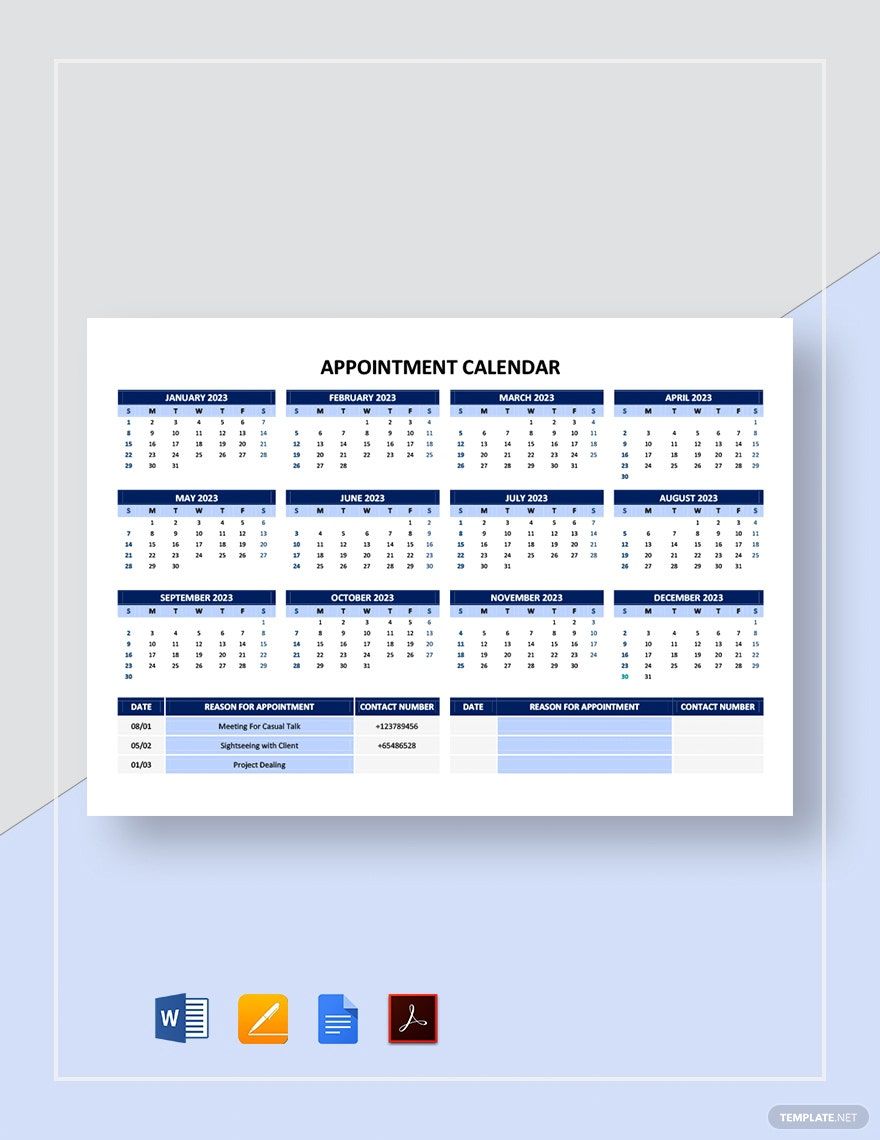 Appointment Calendar Template