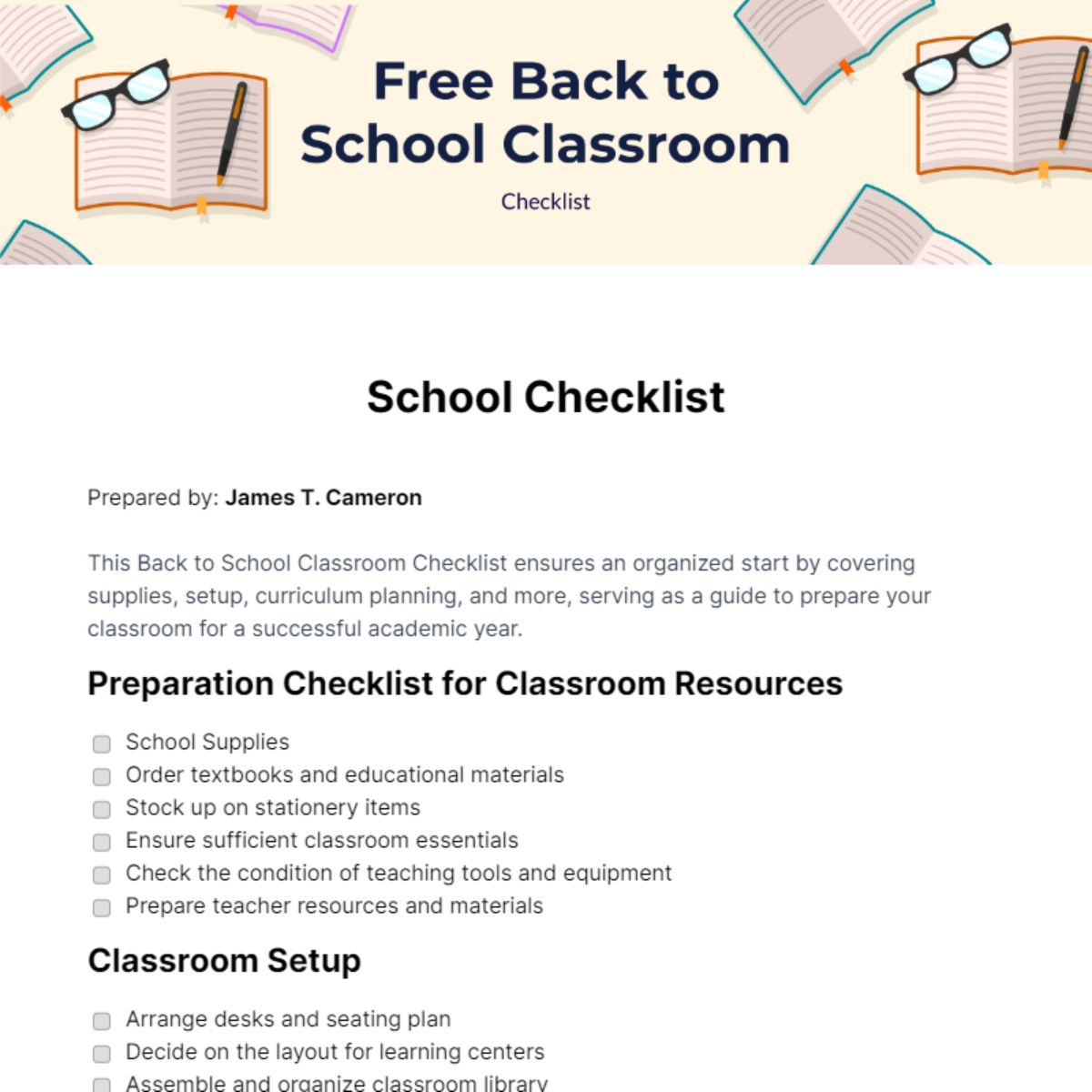FREE School Checklist Templates & Examples Edit Online & Download