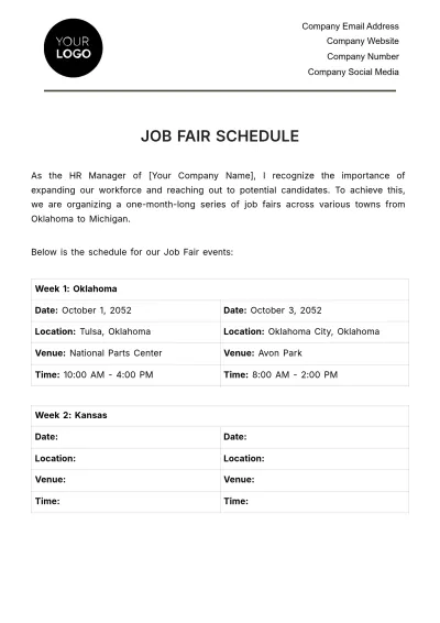 Free Job Fair Schedule HR Template to Edit Online