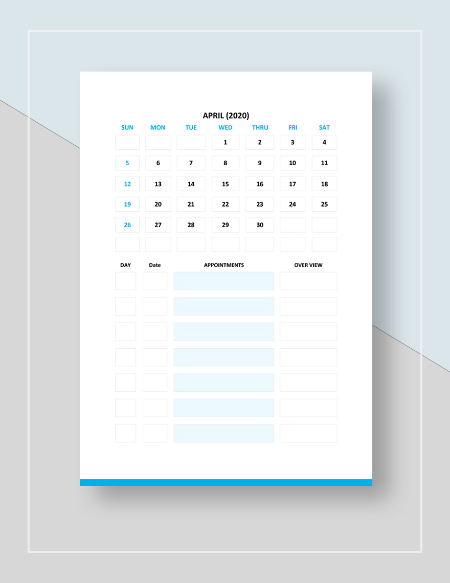 Doctor Appointment Calendar Template