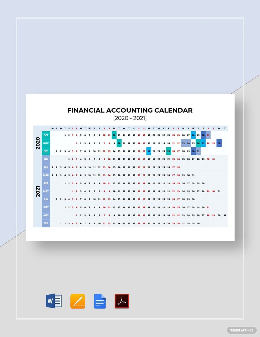 Financial Accounting Calendar Template