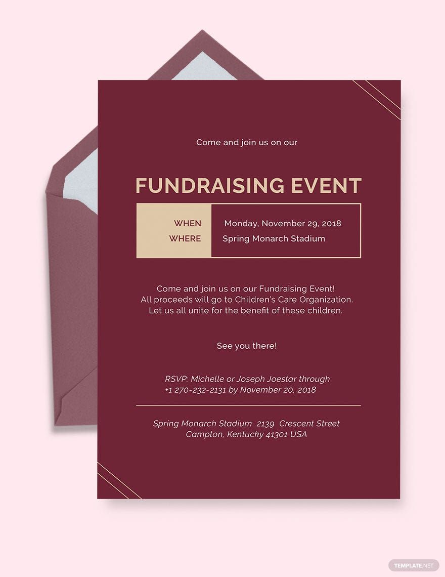 Fundraiser Invitation Template in Illustrator, PSD