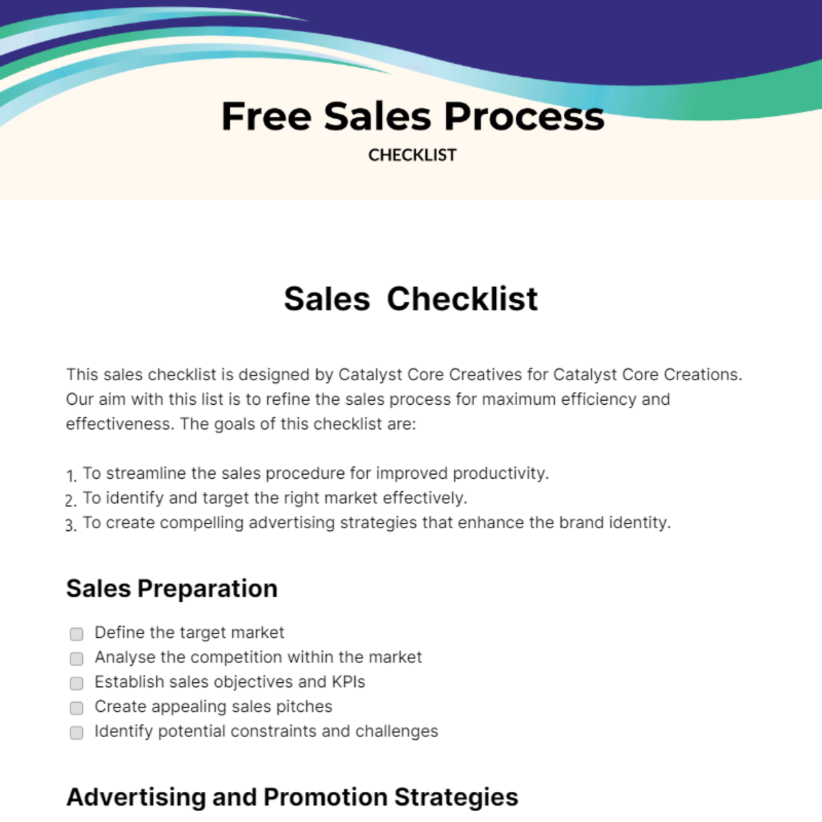 Sales Process Checklist Template